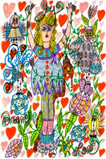 The Dream Lady Of Joy & Love Doodle Art, 4 X 6